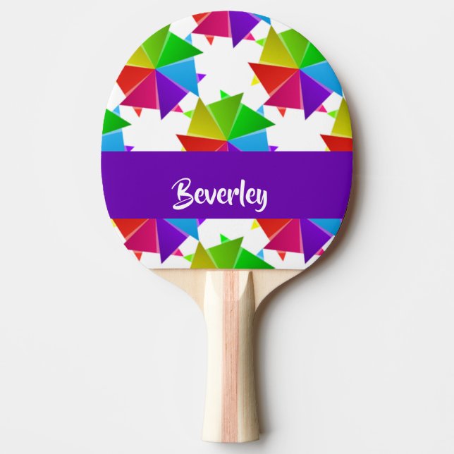 Pala De Ping Pong Papel colorido doblado sobre blanco (Anverso)