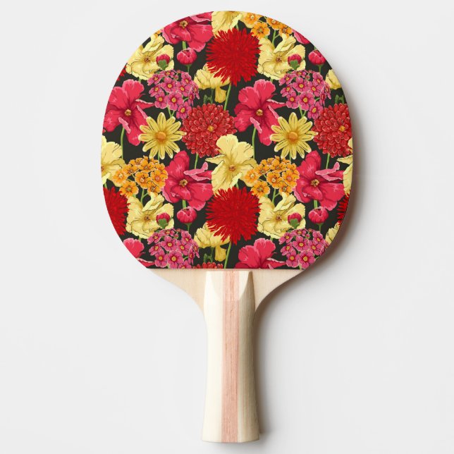 Pala De Ping Pong Papel pintado floral en estilo de la acuarela (Anverso)