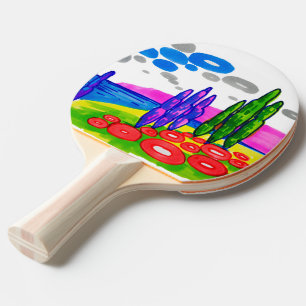 Pala De Ping Pong Paraíso del Arte Pop – Paisaje Gráfico Audaz