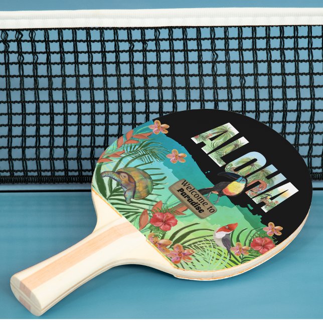 Pala De Ping Pong Paraíso tropical exótico personalizado de Aloha (Personalized exotic Aloha Tropical Paradise Ping Pong Paddle)