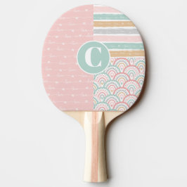 Pala De Ping Pong Parche Corazones Monograma Arcoiris Ping Pong Padd