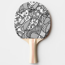Pala De Ping Pong Parche de Rompecabezas de Patrón Blanco y Negro 01