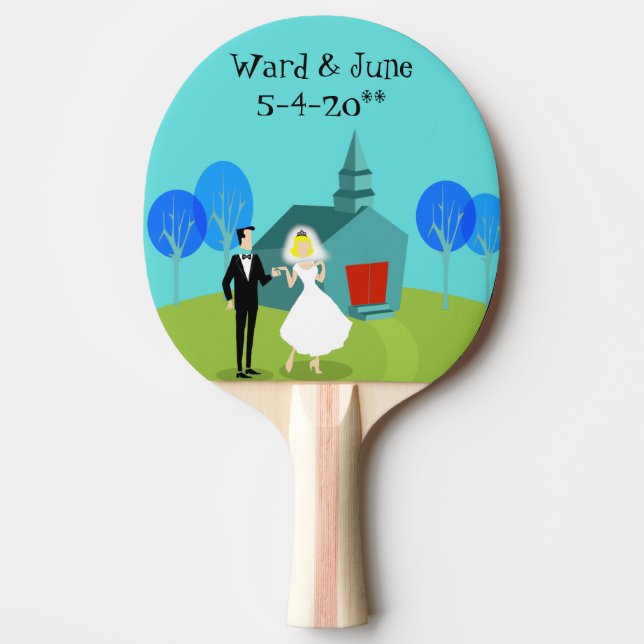 Pala De Ping Pong Pareja Boda Retro Ping Pong Paddle (Anverso)