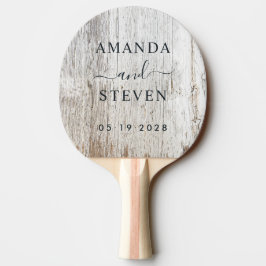 Pala De Ping Pong Pareja con nombre de Weathered White Wash con fech