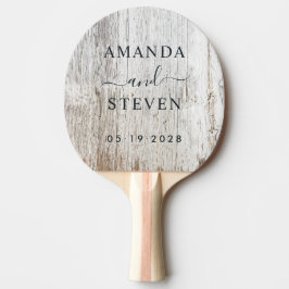 Pala De Ping Pong Pareja con nombre de Weathered White Wash con fech