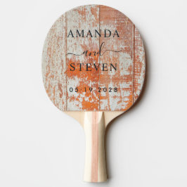 Pala De Ping Pong Pareja de Madera de Granero Deteriorada con Fecha