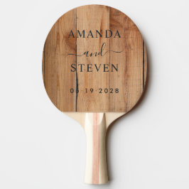 Pala De Ping Pong Parejas de Maple Rough Cut con fecha de boda