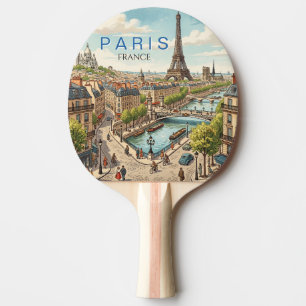 Pala De Ping Pong París Francia Viaje Arte Vintage