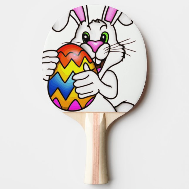 Pala De Ping Pong Pascua, conejo de pascua, conejo de peter, huevo,  (Anverso)