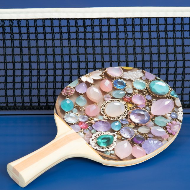 Pala De Ping Pong Pastel Gems And Jewels In Pinks & Purples (in situ)