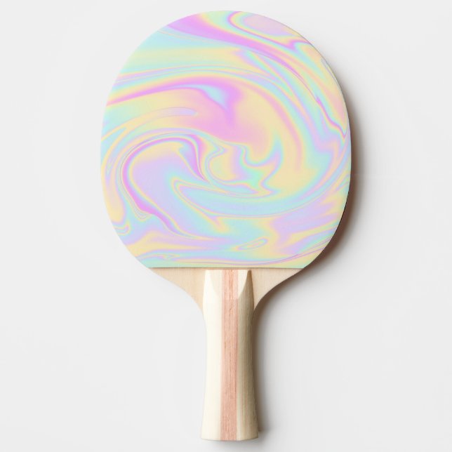 Pala De Ping Pong Pastel iris holográfico irlandés (Anverso)