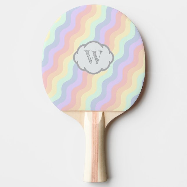 Pala De Ping Pong Pastel Waves Arcoiris Ping Pong Paddle (Anverso)