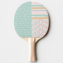 Pala De Ping Pong Patchwork Heart Rainbow Pastel - Ping Pong Paddle