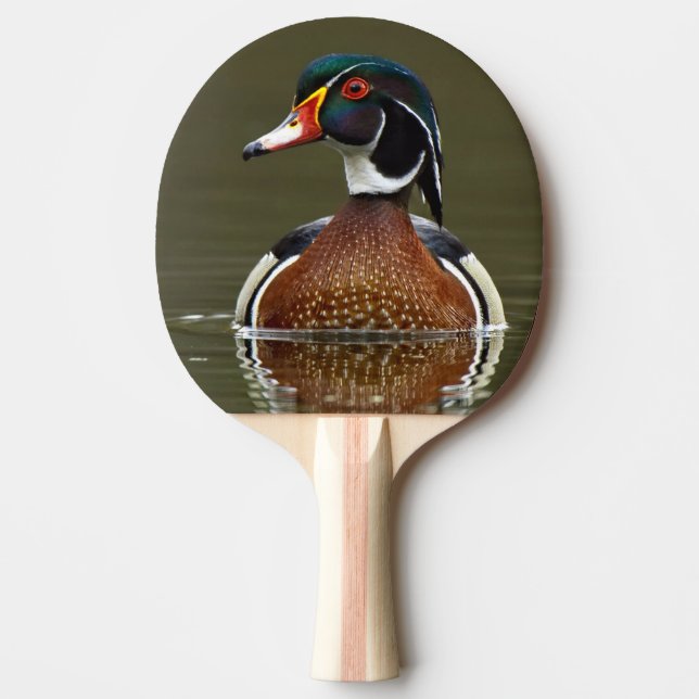 Pala De Ping Pong Pato de madera sobre el agua (Anverso)
