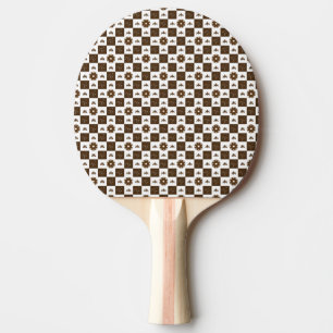 Pala De Ping Pong Patrón a cuadros blanco y marrón elegante