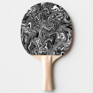 Pala De Ping Pong Patrón abstracto de mármol líquido en negro y blan