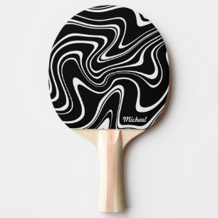 Pala De Ping Pong Patrón abstracto negro y blanco - Personalizable!