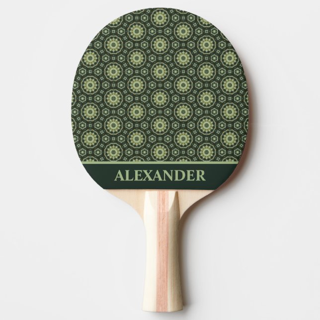 Pala De Ping Pong Patrón abstracto personalizado verde (Anverso)