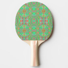 Pala De Ping Pong Patrón abstracto retro de naranja y verde lima