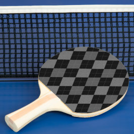 Pala De Ping Pong Patrón Argyle negro y gris carbón