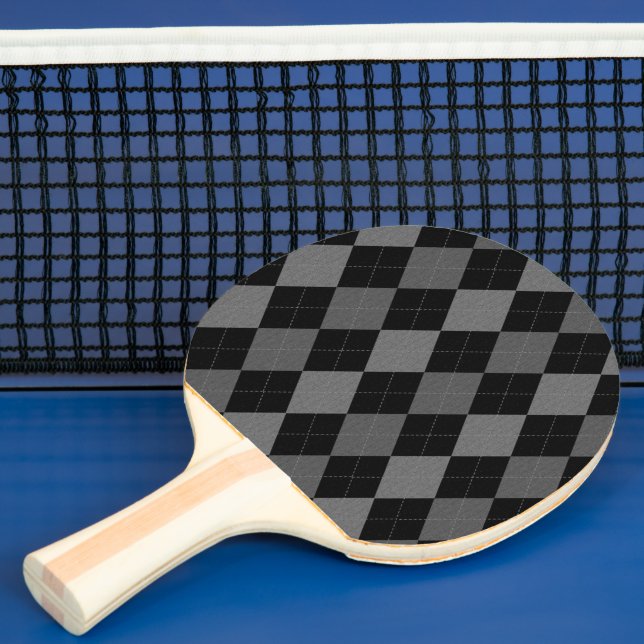 Pala De Ping Pong Patrón Argyle negro y gris carbón (in situ)