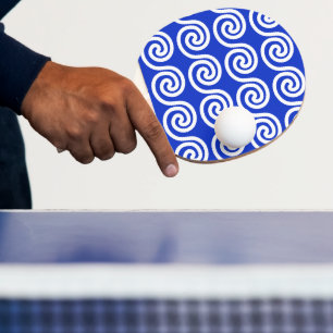 Pala De Ping Pong Patrón azul de las ondas de las teclas del meandro