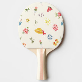 Pala De Ping Pong Patrón Bonito de Acuarela de Verano