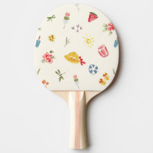 Pala De Ping Pong Patrón Bonito de Acuarela de Verano