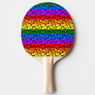 Pala De Ping Pong Patrón cardíaco arco iris