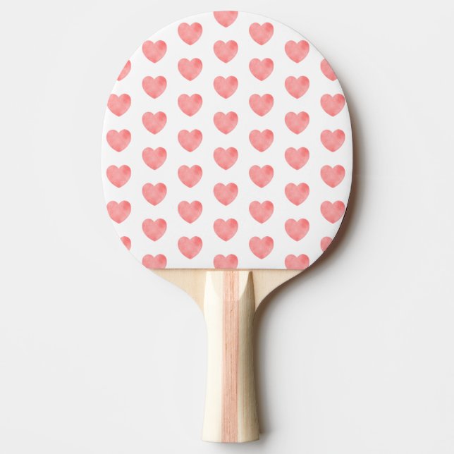 Pala De Ping Pong Patrón cardiaco de acuarela rosa (Anverso)