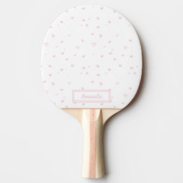 Pala De Ping Pong Patrón cardíaco rosado de color de agua romántico