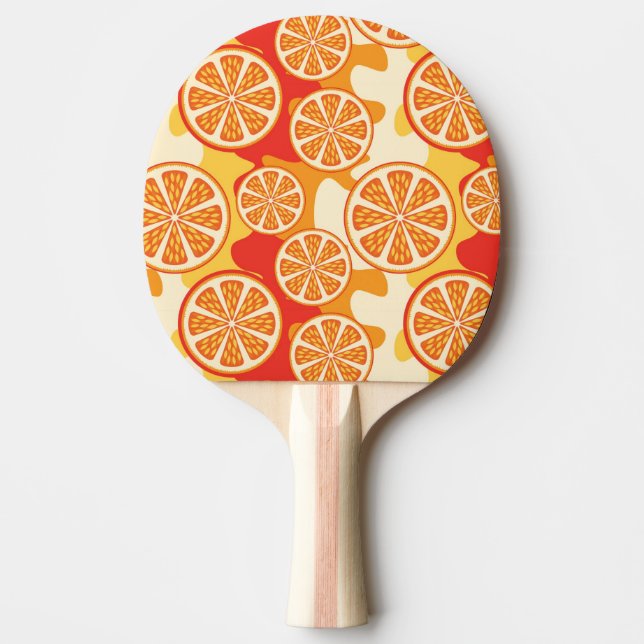 Pala De Ping Pong Patrón cítrico del Naranja retro (Anverso)