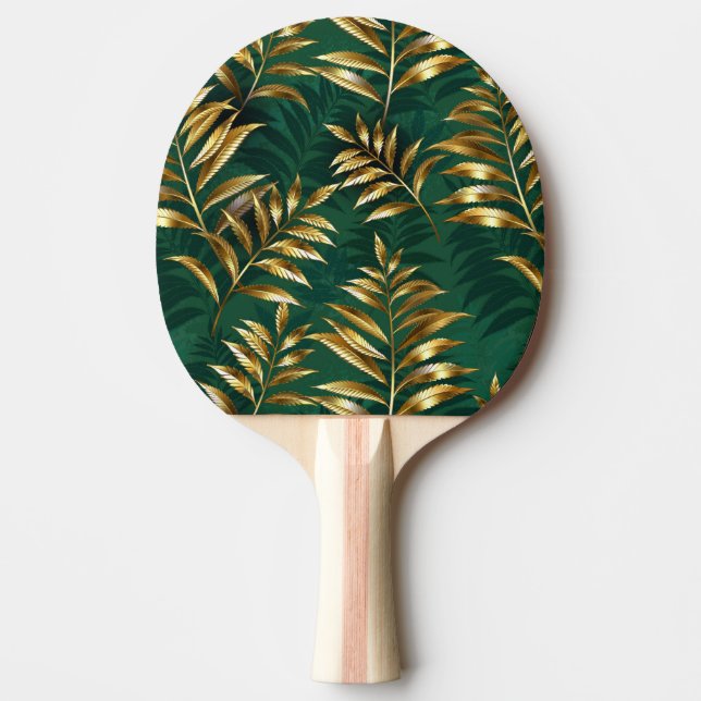 Pala De Ping Pong Patrón continuo con helechos dorados (Anverso)