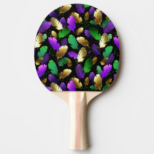 Pala De Ping Pong Patrón continuo con plumas de Mardi Gras