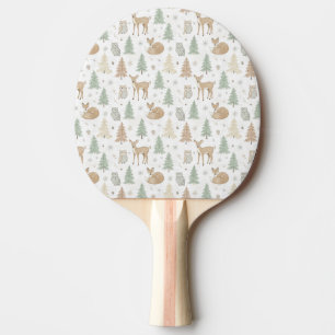 Pala De Ping Pong Patrón continuo de animales del bosque invernal