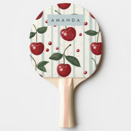 Pala De Ping Pong Patrón de cerezas rojo retro vintage personalizado