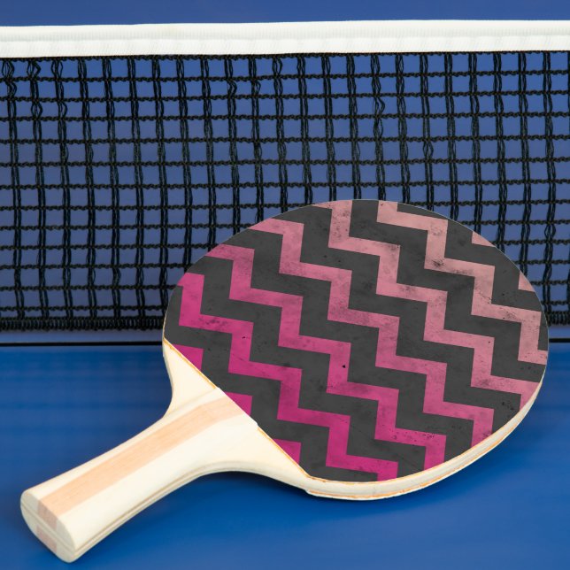 Pala De Ping Pong Patrón de chevlán gris oscuro rosa magenta (in situ)