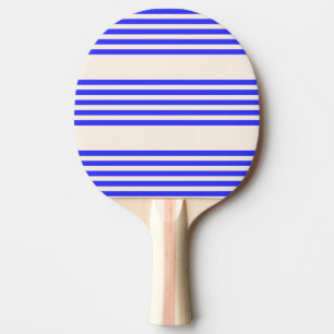 Pala De Ping Pong Patrón de cinco rayas azul eléctrico y beige