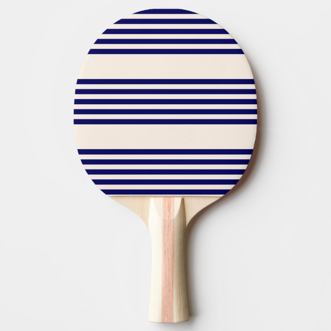 Pala De Ping Pong Patrón de cinco rayas azul marino y beige (Anverso)