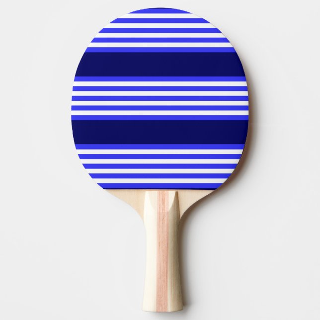 Pala De Ping Pong Patrón de cinco rayas azul y blanco (Anverso)