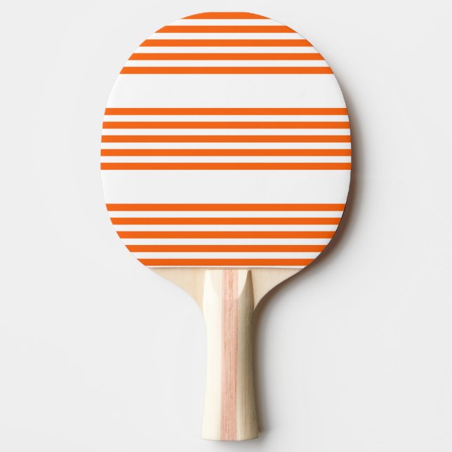 Pala De Ping Pong patrón de cinco rayas blanco y naranja (Anverso)