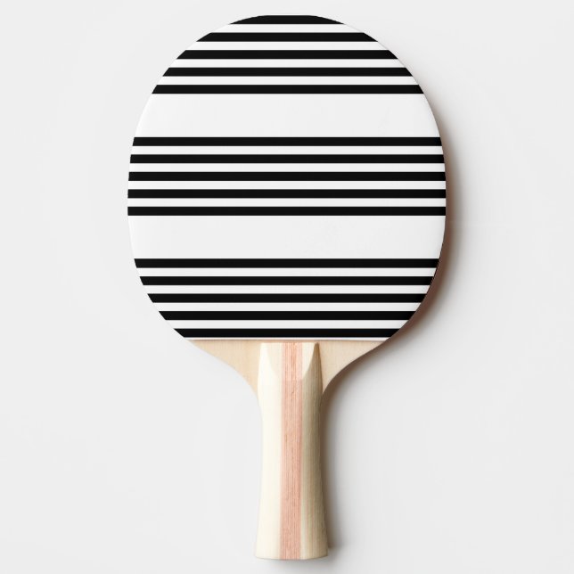 Pala De Ping Pong Patrón de cinco rayas en blanco y negro (Anverso)