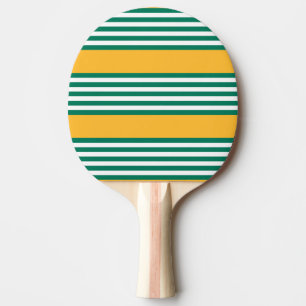 Pala De Ping Pong Patrón de cinco rayas verdes y blancas con amarill