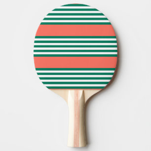 Pala De Ping Pong Patrón de cinco rayas verdes y blancas con coral
