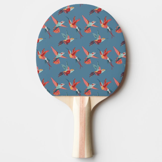 Pala De Ping Pong Patrón de colibrí retro (Anverso)