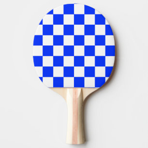 Pala De Ping Pong Patrón de comprobación de blanco azul