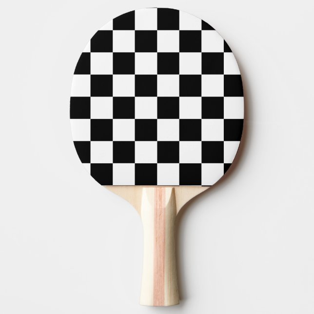 Pala De Ping Pong Patrón de comprobación de blanco negro (Anverso)