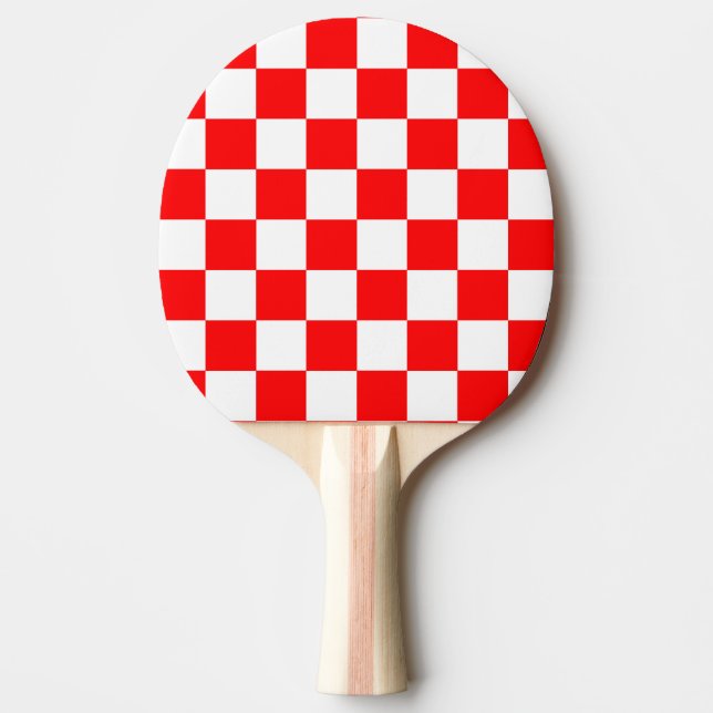 Pala De Ping Pong Patrón de comprobación de blanco rojo (Anverso)