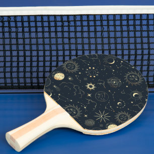 Pala De Ping Pong Patrón de constelación de estrella dorada azul de