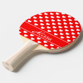 Pala De Ping Pong Patrón De Corazones Blanco Y Rojo, Plantilla De No